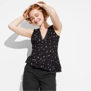 Wild Fable Sz Medium Top Butterfly Sleeveless Tie Back Asymmetrical Ruffle NWT